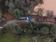 Aerial view of the site of the collapsed embankment.