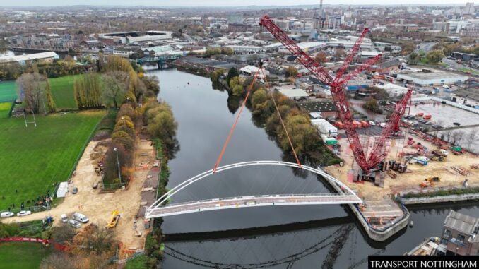 Nottingham's new footbridge over the Trent.