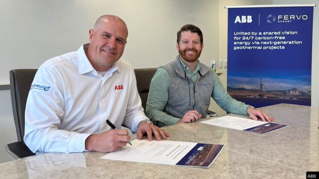 Brandon Spencer (left - ABB) and Tim Latimer (Fervo) signed a supply agreement for Cape Statio
