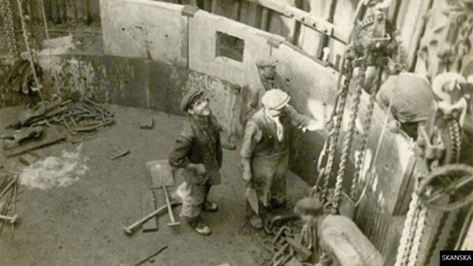One of the shafts at Hatfield colliery that the Francois Cementation Company completed in 1926.