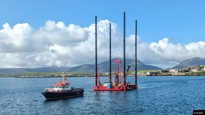 Fugro's compact ARAN® 250 specialist jack-up platform, which is helping to build a detailed understanding of the seabed and coastline.