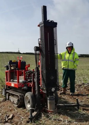 Shallow borehole drilling using the BGS Dando drilling rig.