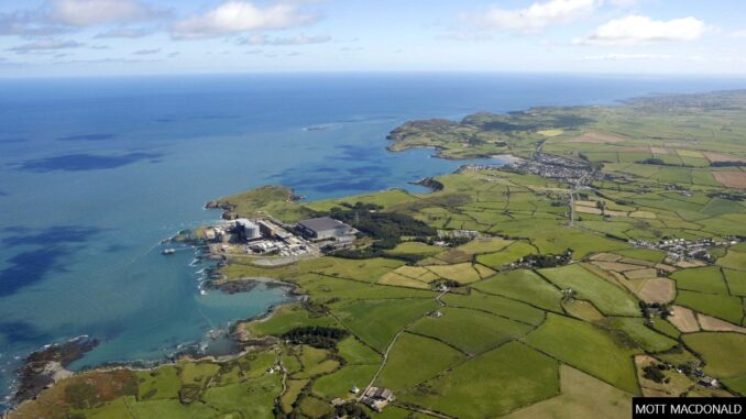 Aerial view of Wylfa nuclear power station site.