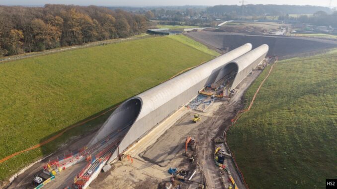 Aerial view of HS2's Chiltern tunnel south portal (December 2025).