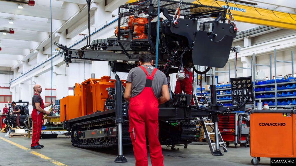 The assembly line for Comacchio drilling rigs is near Venice, Italy.