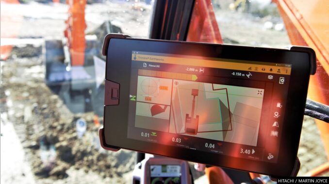 Hitachi excavators are to be available with full Trimble Earthworks 3D functionality.