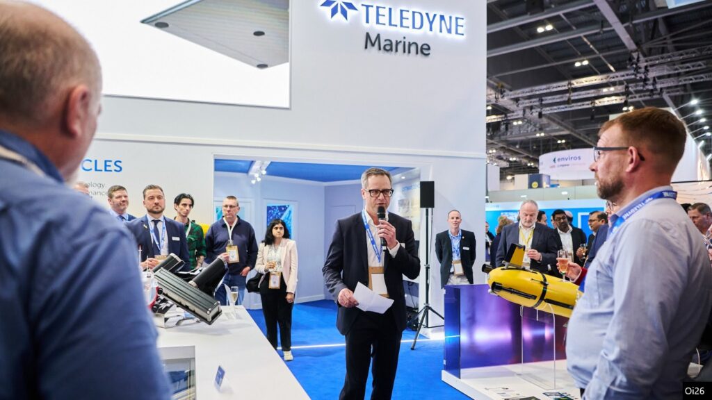 Ole Søe Pedersen, executive vice president and general manager of Teledyne Marine Europe, speaking at OI26.