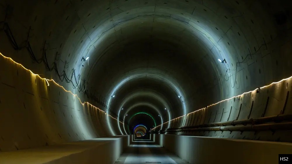 Inside HS2's Chiltern tunnel.