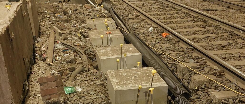 Mainmark UK injected resin beneath 77 foundations at Tottenham Hale station.