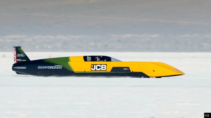 JCB’s Hydromax streamliner set a Bonneville Speed Week record of 368.347mph and is now preparing to attempt the FIA World Speed Record.