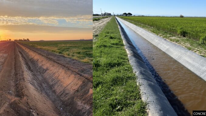 Henry Miller Reclamation District conducted an irrigation canal relining trial in Dos Palos, California, USA.